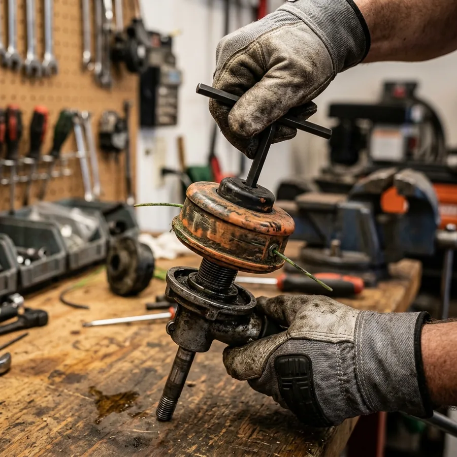 Removing standard bump head from trimmer spindle