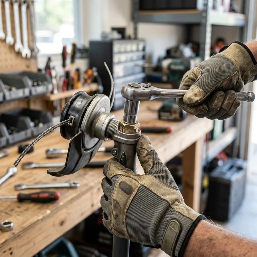 Tightening counter thread locking nut with wrench